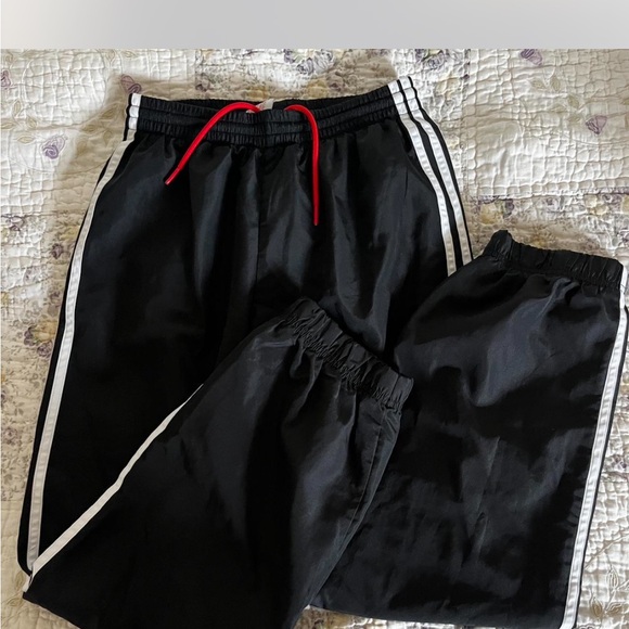 adidas Kids Black Joggers with White Stripes - Picture 1 of 3